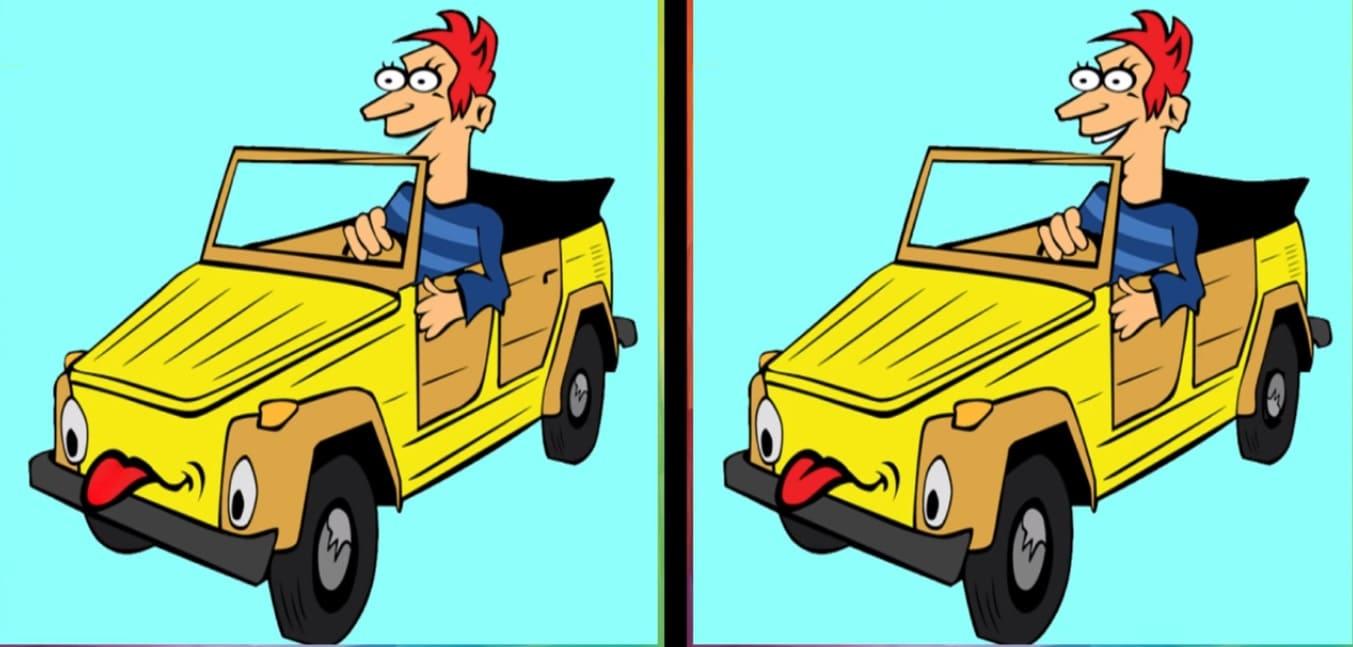 لغز بصري… هل يمكنك تحديد الاختلافات الـ 3 بين صورتي الشاب الذي يقود سيارته