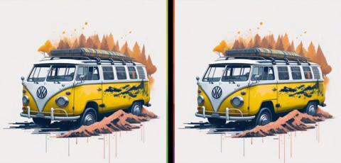 صورتين لباص كلاسيكي أصفر اللون وبينهما يوجد 3 اختلافات… أمامك 11 ثانية
