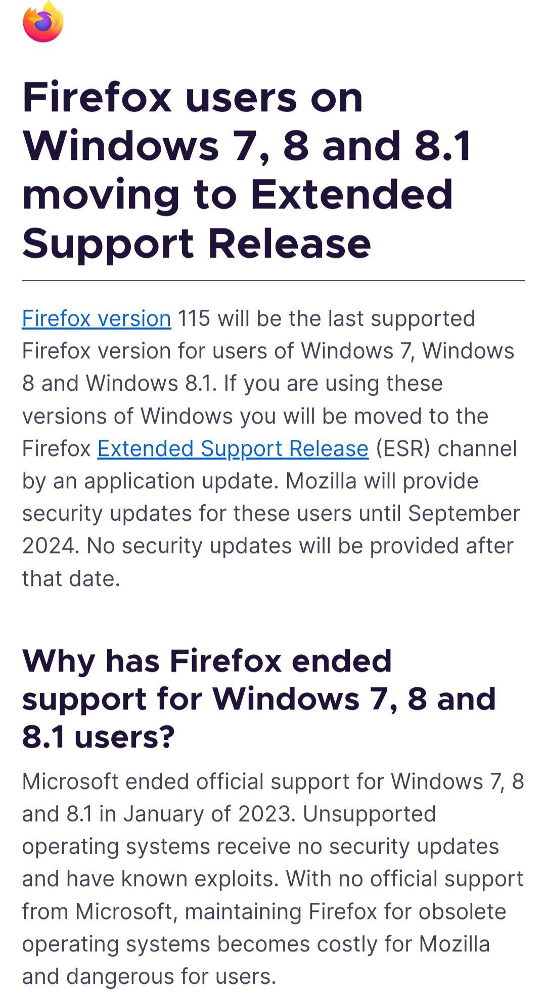 موزيلا تعلن عن انتهاء دعم فايرفوكس لأنظمة ويندوز 7 و 8/8.1 بحلول سبتمبر/آب 2024